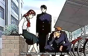 Shy anime boy at school