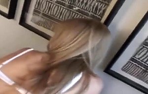 Hot blonde gets face cum