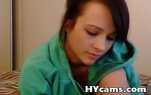 Sexy teen with red panties fingering on webcam