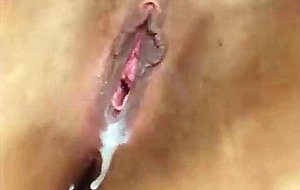 Busty latina cums while sucking cock