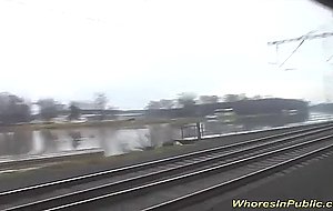 wild groupsex orgy at the public train