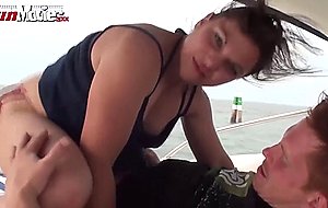 Threesome fun on a yacht