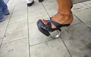 Candid open high heels in public