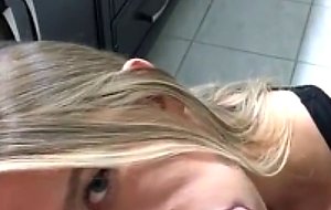 Blonde Nympho Teen Gives Sloppy Blowjob In Washroom