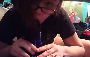 Hot thick teen filling her vagina with a dildo