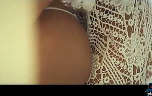 Beach teen babes lesbian 3some at home