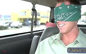 Blindfolded amateur straighty sucked off