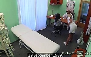 Huge tits patient finger by nurse in fake hospital