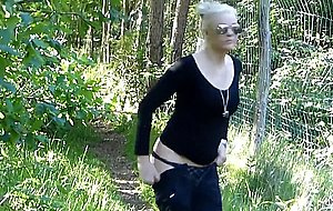 Naughty blond sucking and fucking outdoors