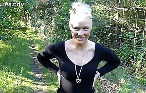 Naughty blond sucking and fucking outdoors