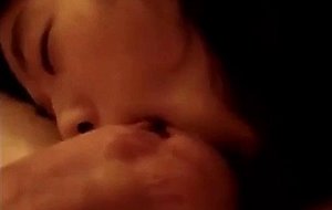 Asian girl sucks and fucks a white cock