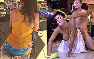 Naughty little cock sucking whore bends her big ass over