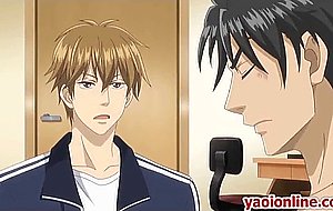 Two mature hentai guy having honey kiss