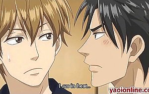 Two mature hentai guy having honey kiss