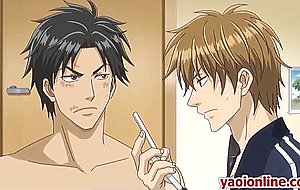 Two mature hentai guy having honey kiss