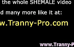 Brunette tranny gets ass fucked