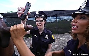 Cock hungry cops lyla lali and norah gold sucking giant black pole