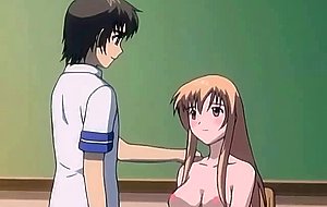 Tied up anime cutie tasting cock