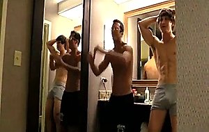 Amateur hunks jerk off race