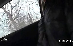Gorgeous amateur gets banged in a public