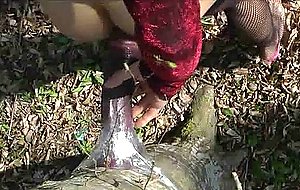 Sexy toying in the forest