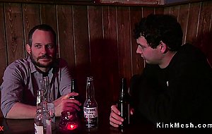 Busty tranny anal punishes husband in bar