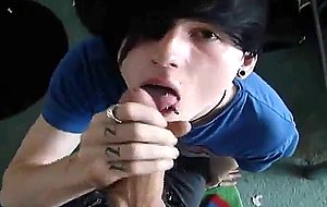 Amateur emo twink gives a bj
