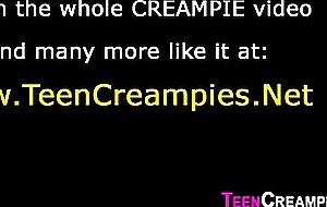 Teen gets hairy creampie