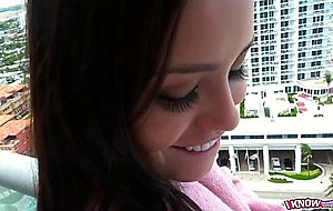 I made my sweet gf show off her tits and ass from the balcony while vacationing - nude girls