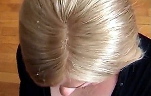 Blond shemale sucking cock and getting facialized