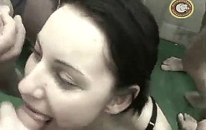 Busty teens first bukkake gangbang orgy