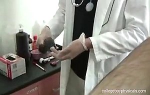 Doctor masturbates big cock