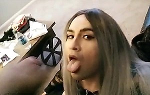 Cute colombian cd sucking cock and gets beautifull facial
