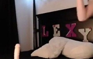 Cute amateur teen plays with vibrator on webcam