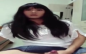 Chinese crossdresser cums
