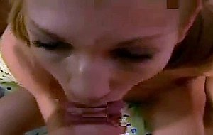 Pretty babe gets jizzed on face after giving head