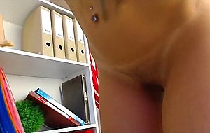 Busty teen pleasing her ass and pussy 