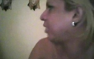 Blonde shemale sucking in the dark