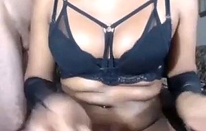 Ebony tgirl and white guy jerking cocks