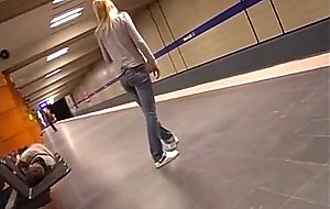 Blonde public piss 