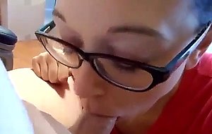 Nerd teen blowing his cock