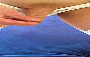 Amateur ts in white lingerie solo