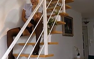 Amazing teen riding seniors dick in stockings 