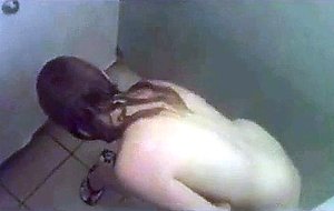 Cute teen caught shaving in the shower by a peeper 