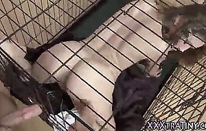 Tiny caged teen fucked