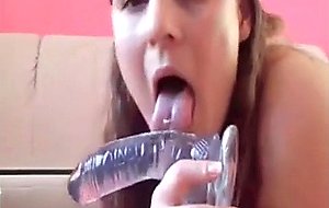 Chubby girl with long pussy lips rides vibrator 