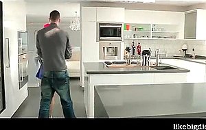 Skinny teen sucking monster shaft in pov