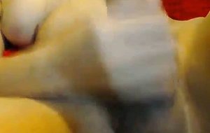 Busty tranny masturbating her big intense cock