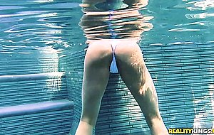 Busty bikini babe goes deep anal with a strapping stud