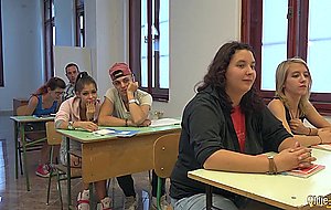 College students fuck their professor in classroom intense